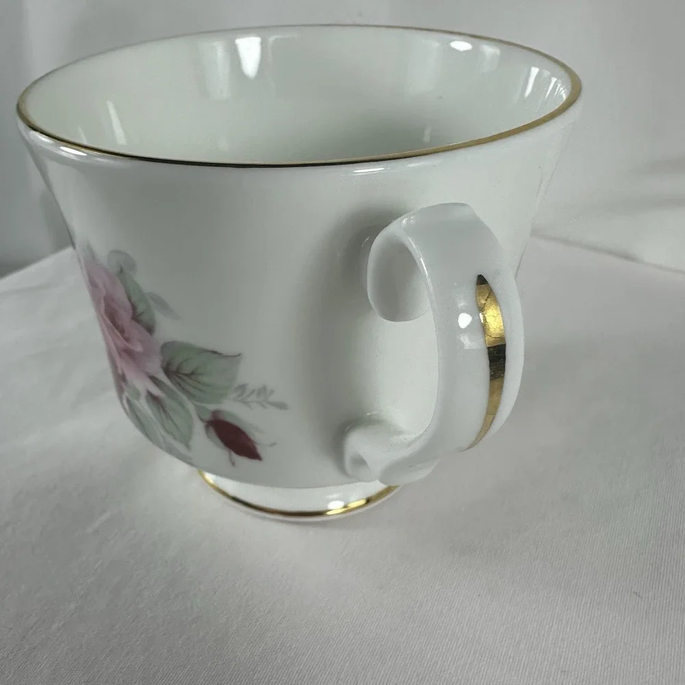 Royal Windsor English Bone China Teacup & Saucer Set Pink Cabbage Rose